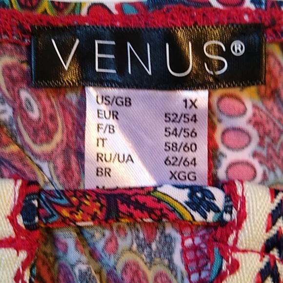 VENUS Boho Paisley Sleeveless Tassel Top Red Blue Bandana Print Tank Plus 1X NEW - Picture 5 of 7